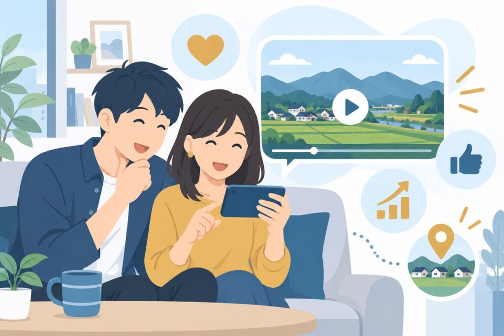 移住促進動画で地域の魅力が届くイメージ