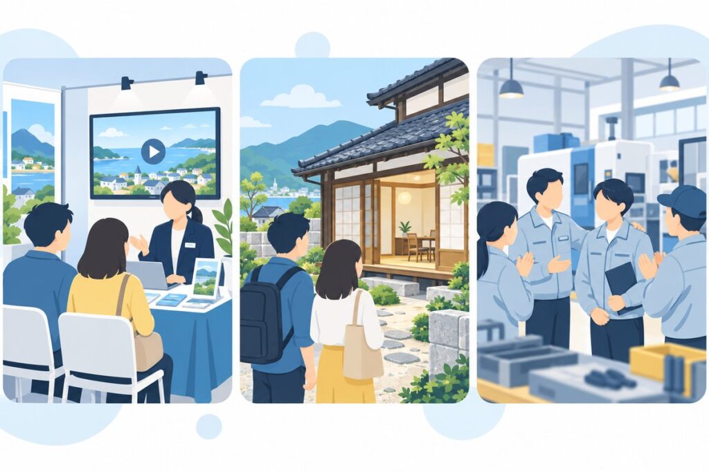 移住促進動画の活用例のイメージ