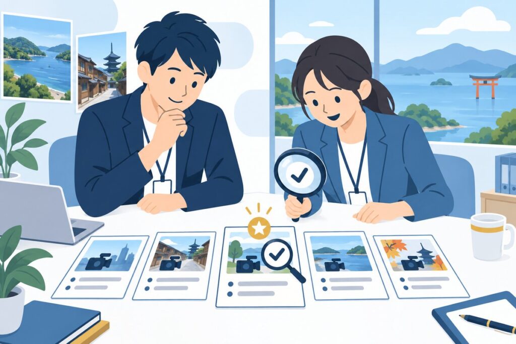 観光PR動画の制作会社を選ぶイメージ