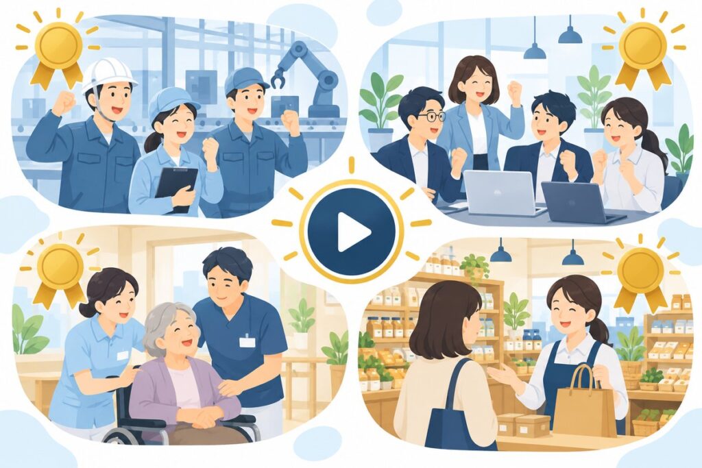 周年記念動画の業種別活用例のイメージ