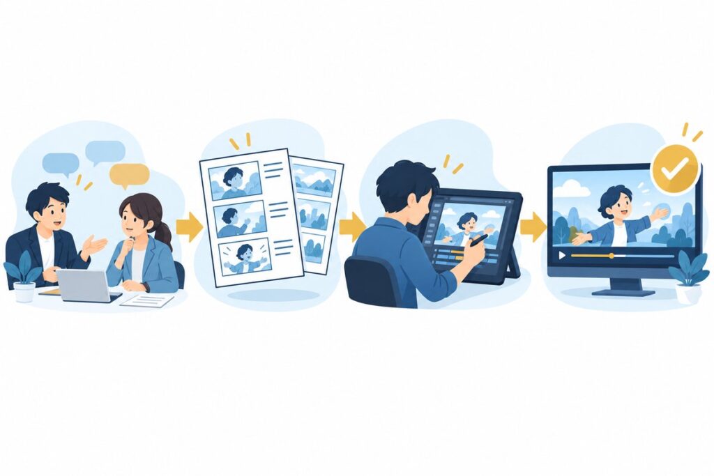 周年記念動画の制作の流れのイメージ