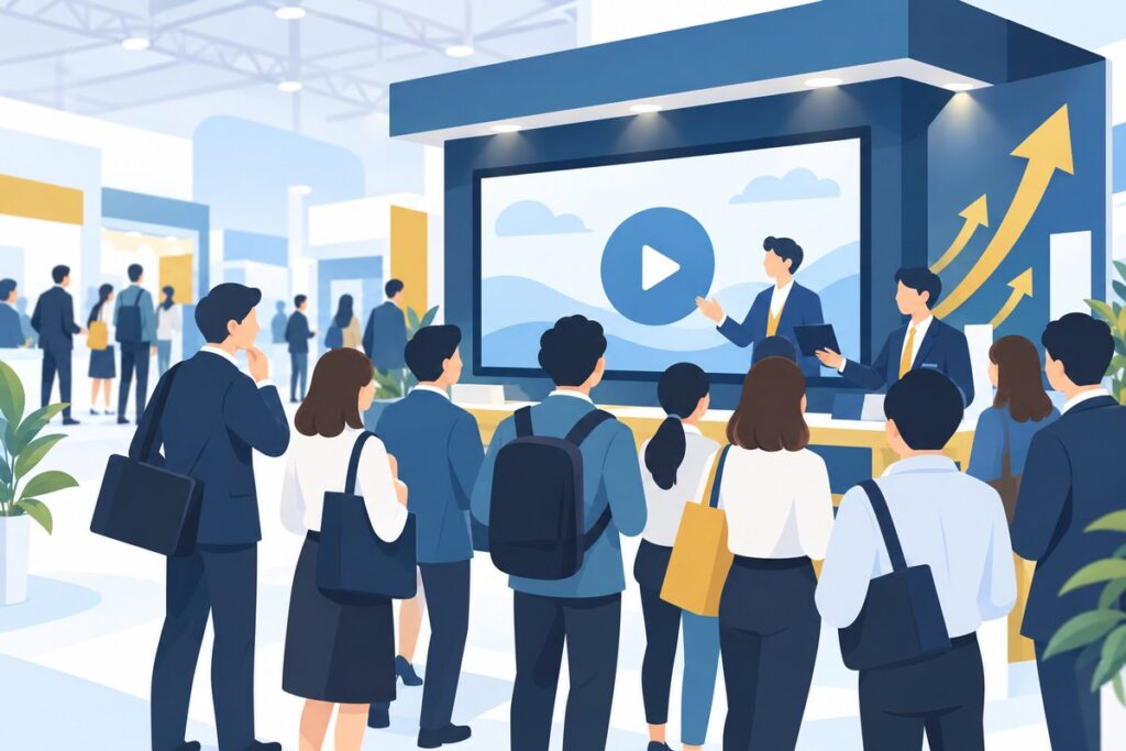 展示会で動画を活用するメリット・効果のイメージ